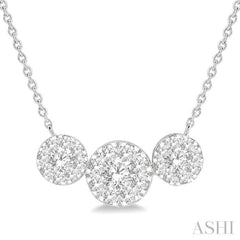 1 Ctw 3-Stone Lovebright Round Cut Diamond Necklace in 14K White Gold 1 Ctw 3-Stone Lovebright Round Cut Diamond Necklace in 14K White Gold