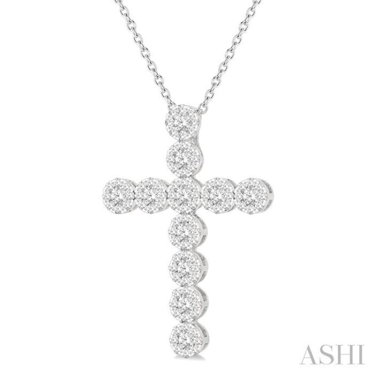 2 Ctw Lovebright Round Cut Diamond Cross Pendant in 14K White Gold with chain 2 Ctw Lovebright Round Cut Diamond Cross Pendant in 14K White Gold with chain