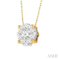 1/8 Ctw Lovebright Round Cut Diamond Pendant in 14K Yellow and White Gold with Chain 1/8 Ctw Lovebright Round Cut Diamond Pendant in 14K Yellow and White Gold with Chain