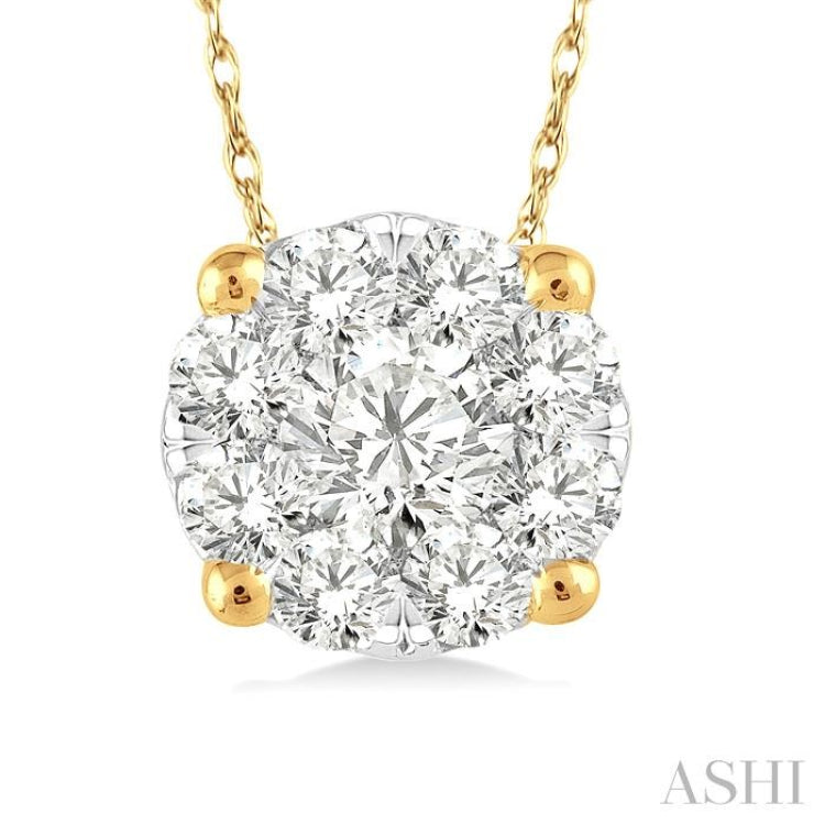 1/8 Ctw Lovebright Round Cut Diamond Pendant in 14K Yellow and White Gold with Chain 1/8 Ctw Lovebright Round Cut Diamond Pendant in 14K Yellow and White Gold with Chain