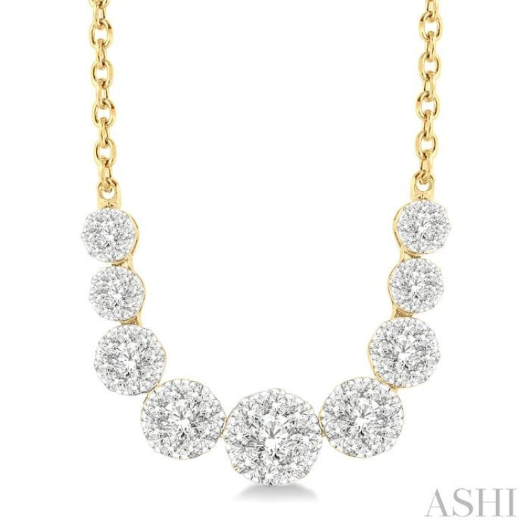 1 Ctw Round Cut Diamond Lovebright Necklace in 14K Yellow and White Gold 1 Ctw Round Cut Diamond Lovebright Necklace in 14K Yellow and White Gold