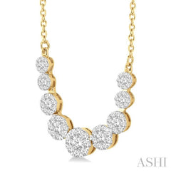 1 Ctw Round Cut Diamond Lovebright Necklace in 14K Yellow and White Gold 1 Ctw Round Cut Diamond Lovebright Necklace in 14K Yellow and White Gold