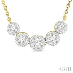 1/2 Ctw Round Cut Diamond Lovebright Necklace in 14K Yellow and White Gold 1/2 Ctw Round Cut Diamond Lovebright Necklace in 14K Yellow and White Gold