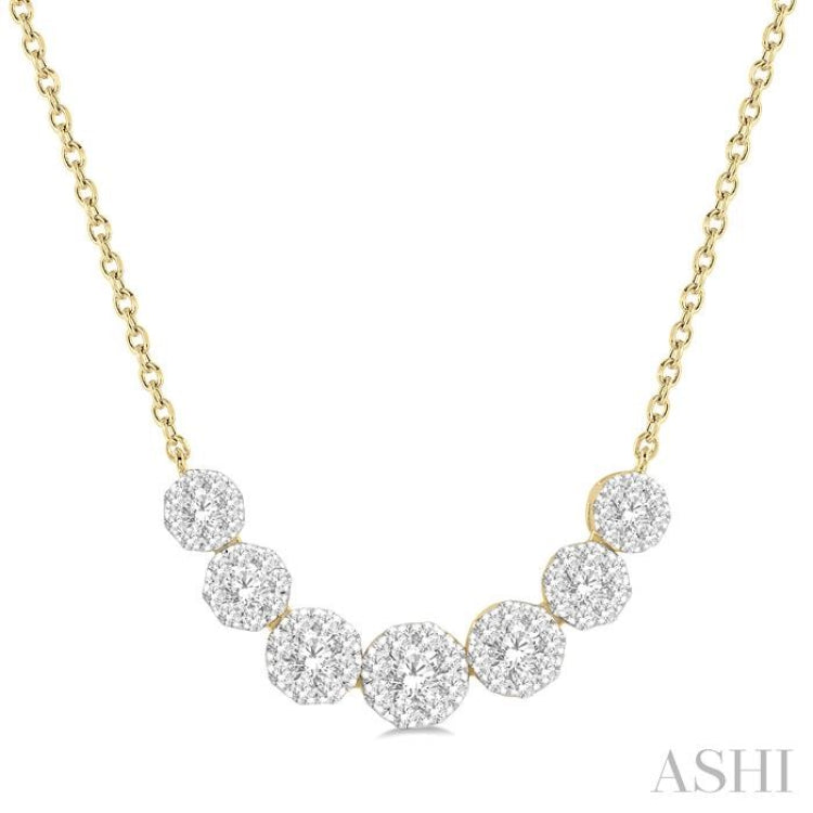 3/4 Ctw Round Cut Diamond Lovebright Necklace in 14K Yellow and White Gold 3/4 Ctw Round Cut Diamond Lovebright Necklace in 14K Yellow and White Gold