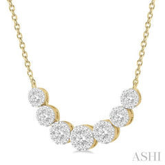 3/4 Ctw Round Cut Diamond Lovebright Necklace in 14K Yellow and White Gold 3/4 Ctw Round Cut Diamond Lovebright Necklace in 14K Yellow and White Gold