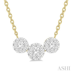 1/2 Ctw 3-Stone Lovebright Round Cut Diamond Necklace in 14K Yellow and White Gold 1/2 Ctw 3-Stone Lovebright Round Cut Diamond Necklace in 14K Yellow and White Gold