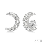 1/10 Ctw Crescent Moon Round Cut Diamond Petite Fashion Earrings in 14K White Gold