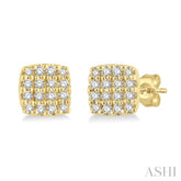 1/8 Ctw Cushion Shape Round Cut Diamond Petite Fashion Earrings in 14K Yellow Gold