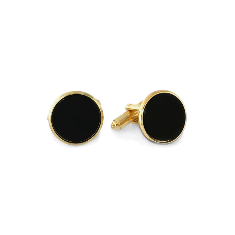 Gold Finish Genuine Onyx Cufflinks Gold Finish Genuine Onyx Cufflinks