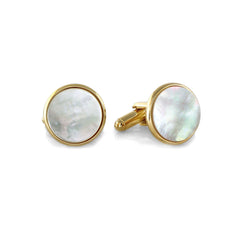 Gold Finish Round Mother Of Pearl Cufflinks Gold Finish Round Mother Of Pearl Cufflinks