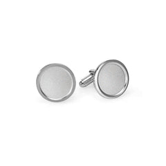 Rhodium Finish Round Rimmed Sandblasted Cufflinks Rhodium Finish Round Rimmed Sandblasted Cufflinks