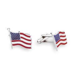 Rhodium Finish American Flag Cufflinks Rhodium Finish American Flag Cufflinks