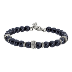 Black Beaded Stone Bracelet With 3 Stainless Steel Spirals Black Beaded Stone Bracelet With 3 Stainless Steel Spirals