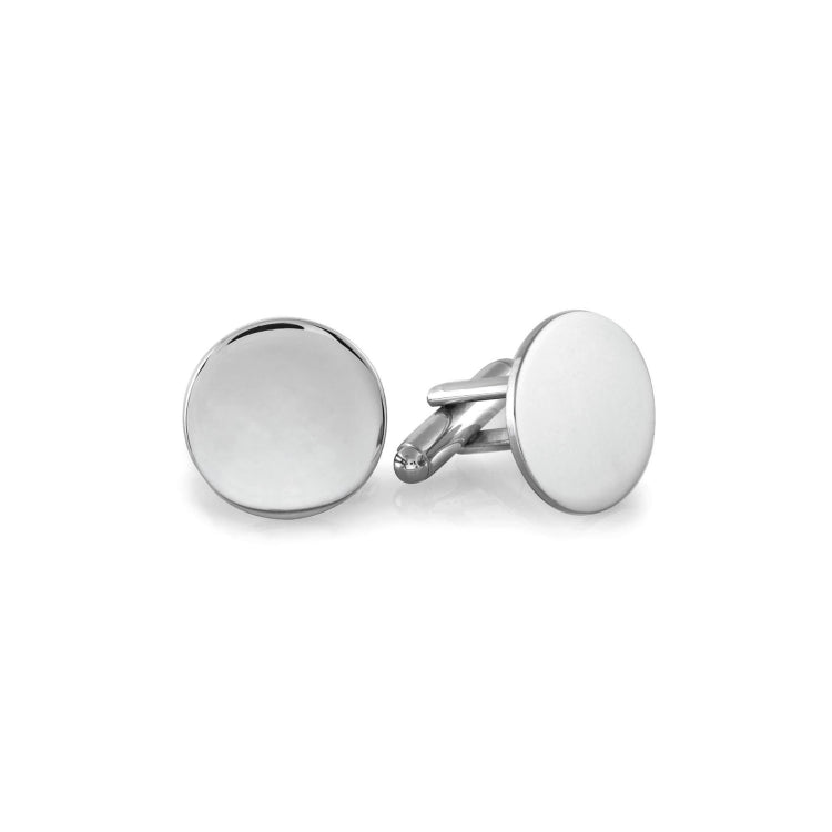 Rhodium Finish Round Polished Cufflinks Rhodium Finish Round Polished Cufflinks