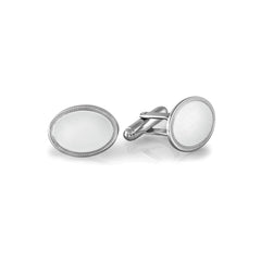 Rhodium Finish Oval Etched Border Cufflinks Rhodium Finish Oval Etched Border Cufflinks