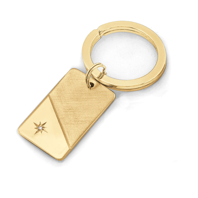 Gold Finish Tu-Tone Key Ring with .005 pt Diamond Gold Finish Tu-Tone Key Ring with .005 pt Diamond