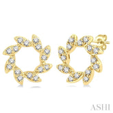 1/10 Ctw Floral Petite Round Cut Diamond Fashion Stud Earrings in 10K Yellow Gold