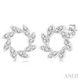 1/10 Ctw Floral Petite Round Cut Diamond Fashion Stud Earrings in 10K White Gold