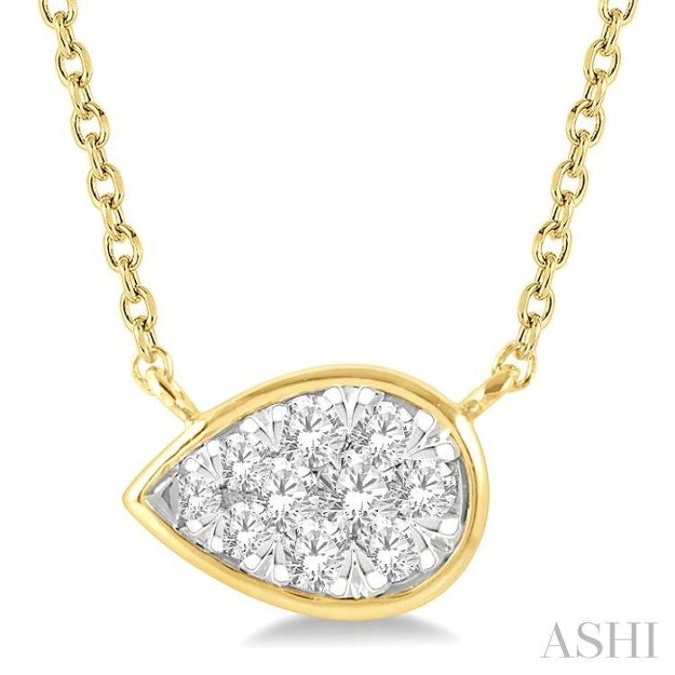 1/6 Ctw Pear Shape Lovebright Diamond Pendant With Chain in 14K Yellow and White Gold 1/6 Ctw Pear Shape Lovebright Diamond Pendant With Chain in 14K Yellow and White Gold