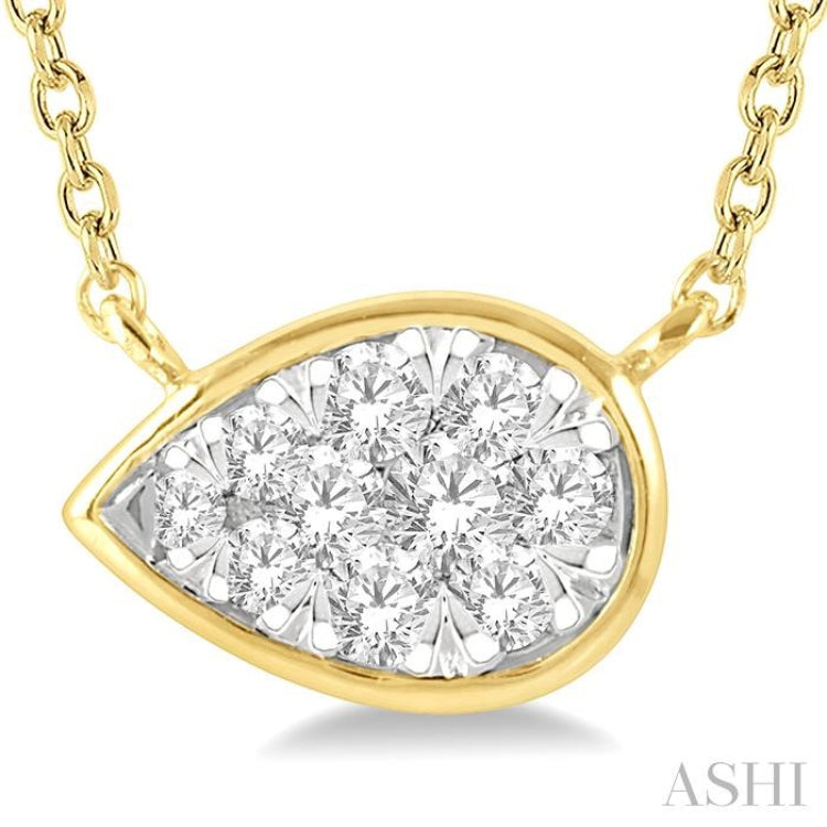 1/6 Ctw Pear Shape Lovebright Diamond Pendant With Chain in 14K Yellow and White Gold 1/6 Ctw Pear Shape Lovebright Diamond Pendant With Chain in 14K Yellow and White Gold