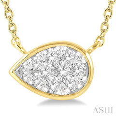 1/6 Ctw Pear Shape Lovebright Diamond Pendant With Chain in 14K Yellow and White Gold 1/6 Ctw Pear Shape Lovebright Diamond Pendant With Chain in 14K Yellow and White Gold