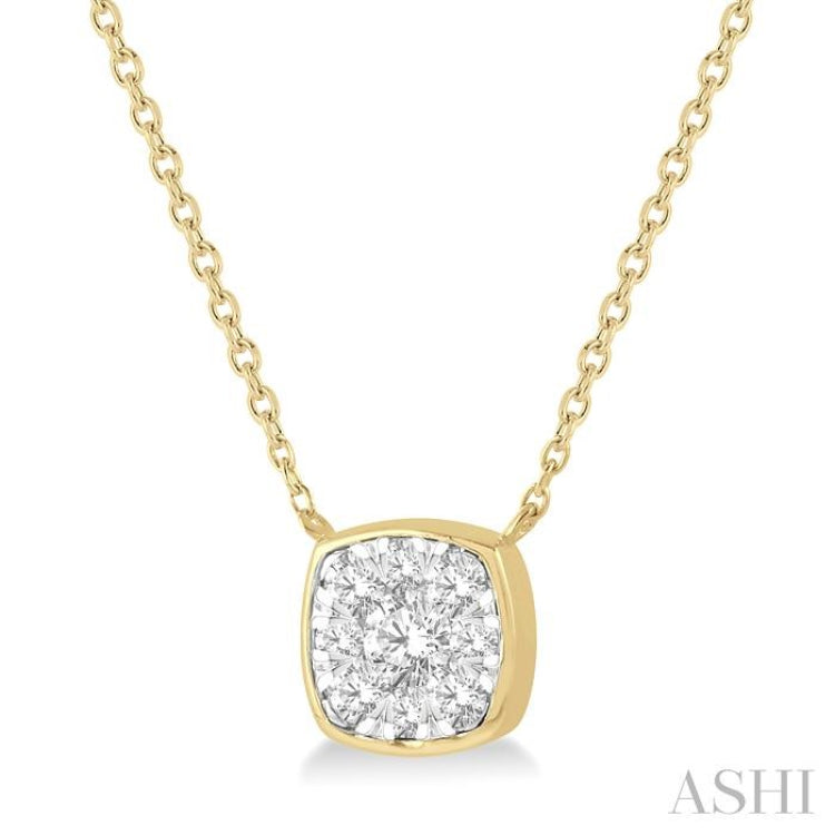 1/3 Ctw Cushion Shape Lovebright Diamond Pendant With Chain in 14K Yellow and White Gold 1/3 Ctw Cushion Shape Lovebright Diamond Pendant With Chain in 14K Yellow and White Gold