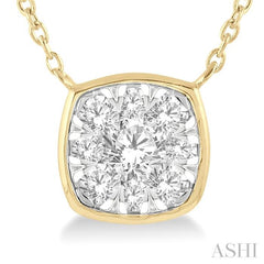 1/3 Ctw Cushion Shape Lovebright Diamond Pendant With Chain in 14K Yellow and White Gold 1/3 Ctw Cushion Shape Lovebright Diamond Pendant With Chain in 14K Yellow and White Gold