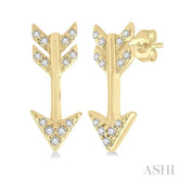 1/10 Ctw Petite Arrow Round Cut Diamond Fashion Stud Earrings in 10K Yellow Gold