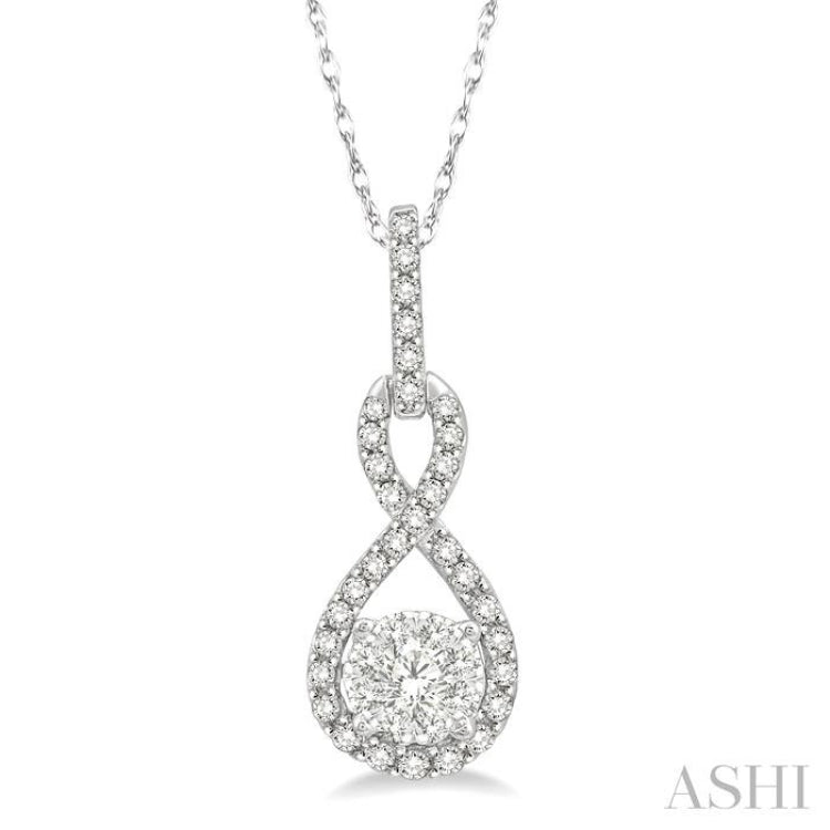 1/4 Ctw Winding Round Cut Diamond Lovebright Pendant With Link Chain in 14K White Gold 1/4 Ctw Winding Round Cut Diamond Lovebright Pendant With Link Chain in 14K White Gold