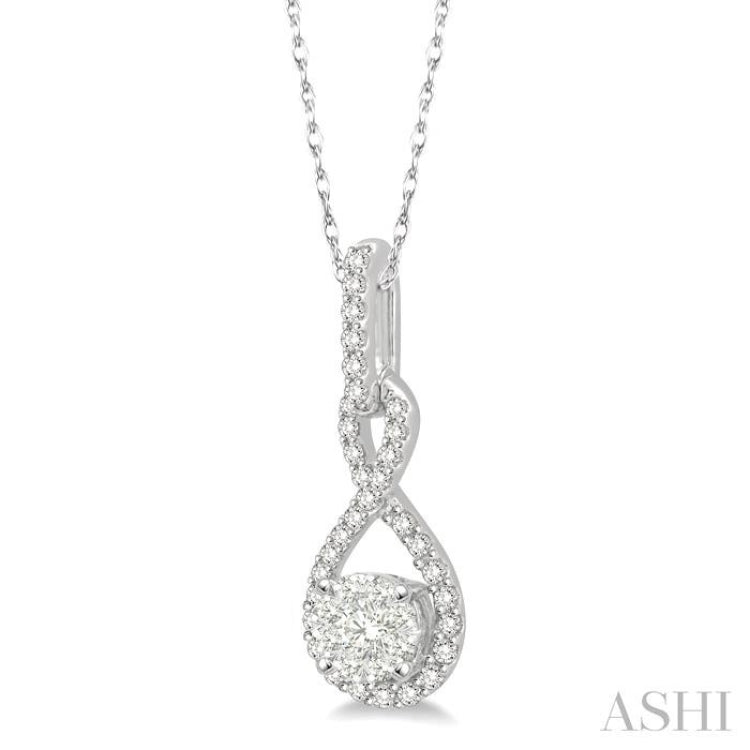 1/4 Ctw Winding Round Cut Diamond Lovebright Pendant With Link Chain in 14K White Gold 1/4 Ctw Winding Round Cut Diamond Lovebright Pendant With Link Chain in 14K White Gold