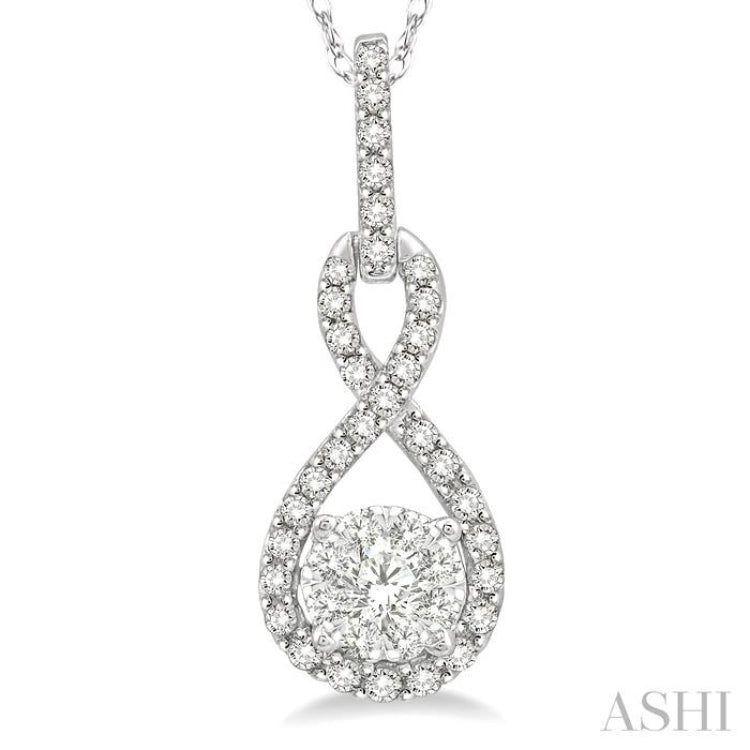 1/4 Ctw Winding Round Cut Diamond Lovebright Pendant With Link Chain in 14K White Gold 1/4 Ctw Winding Round Cut Diamond Lovebright Pendant With Link Chain in 14K White Gold