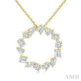 1 Ctw Circle Multi-Cut Diamond Fashion Pendant With Chain in 14K Yellow Gold