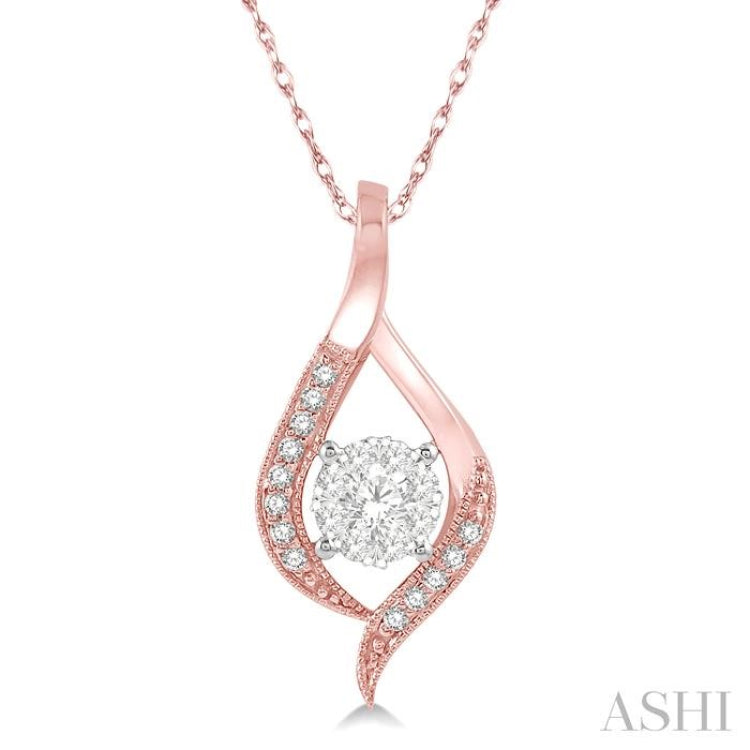 1/5 Ctw Curved Lovebright Round Cut Diamond Pendant in 14K Rose and White Gold with chain 1/5 Ctw Curved Lovebright Round Cut Diamond Pendant in 14K Rose and White Gold with chain