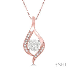 1/5 Ctw Curved Lovebright Round Cut Diamond Pendant in 14K Rose and White Gold with chain 1/5 Ctw Curved Lovebright Round Cut Diamond Pendant in 14K Rose and White Gold with chain