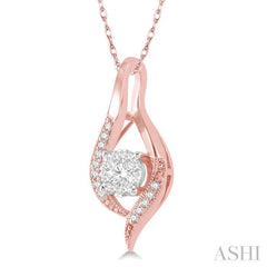 1/5 Ctw Curved Lovebright Round Cut Diamond Pendant in 14K Rose and White Gold with chain 1/5 Ctw Curved Lovebright Round Cut Diamond Pendant in 14K Rose and White Gold with chain