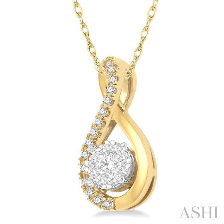 1/5 Ctw Twisted Loop Lovebright Round Cut Diamond Pendant in 14K Yellow and White Gold with chain 1/5 Ctw Twisted Loop Lovebright Round Cut Diamond Pendant in 14K Yellow and White Gold with chain