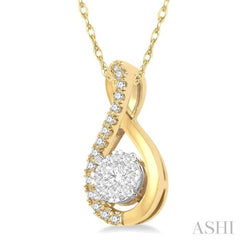 1/5 Ctw Twisted Loop Lovebright Round Cut Diamond Pendant in 14K Yellow and White Gold with chain 1/5 Ctw Twisted Loop Lovebright Round Cut Diamond Pendant in 14K Yellow and White Gold with chain