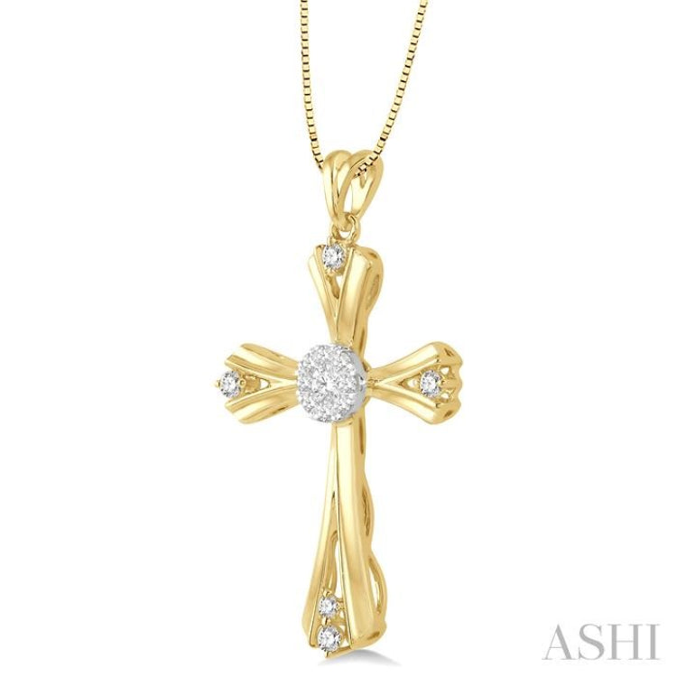 1/4 Ctw Lovebright Round Cut Diamond Cross Pendant in 14K Yellow and White Gold with chain 1/4 Ctw Lovebright Round Cut Diamond Cross Pendant in 14K Yellow and White Gold with chain