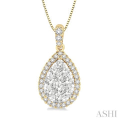 1/2 Ctw Pear Shape Diamond Lovebright Pendant in 14K Yellow and White Gold with Chain 1/2 Ctw Pear Shape Diamond Lovebright Pendant in 14K Yellow and White Gold with Chain