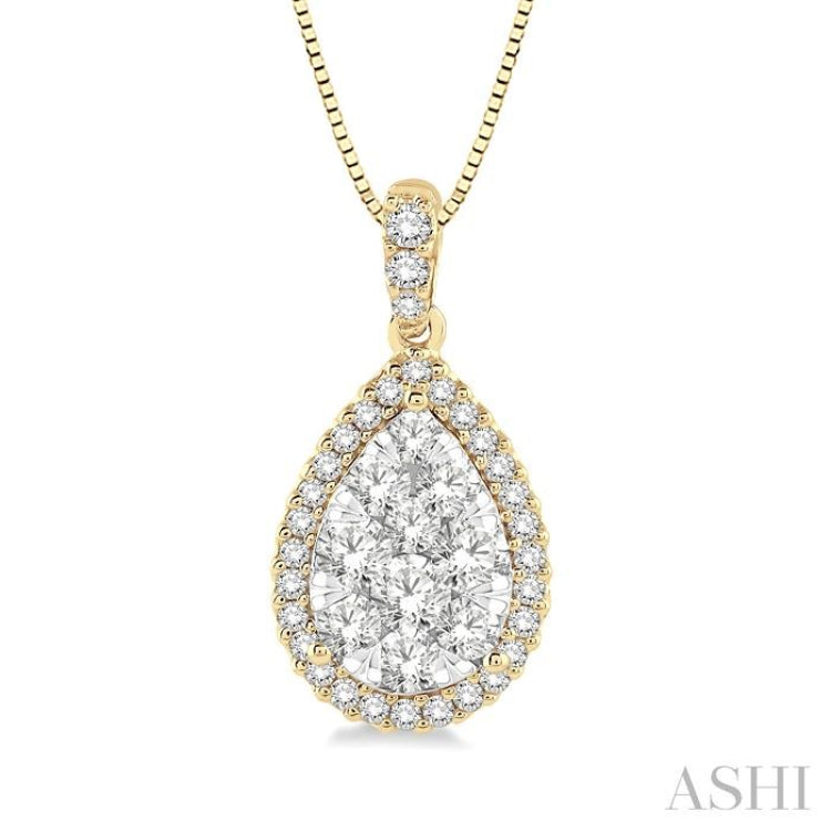 1/3 Ctw Pear Shape Diamond Lovebright Pendant in 14K Yellow and White Gold with Chain 1/3 Ctw Pear Shape Diamond Lovebright Pendant in 14K Yellow and White Gold with Chain