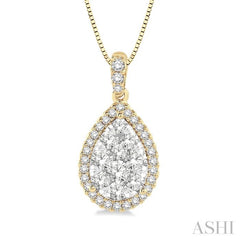 1/3 Ctw Pear Shape Diamond Lovebright Pendant in 14K Yellow and White Gold with Chain 1/3 Ctw Pear Shape Diamond Lovebright Pendant in 14K Yellow and White Gold with Chain