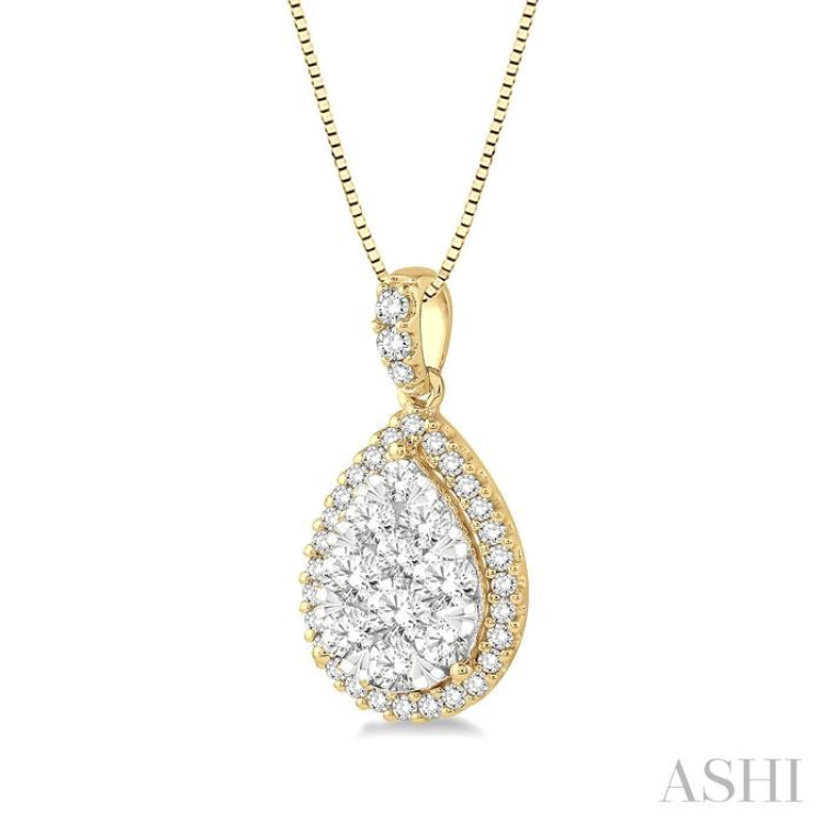 1/3 Ctw Pear Shape Diamond Lovebright Pendant in 14K Yellow and White Gold with Chain 1/3 Ctw Pear Shape Diamond Lovebright Pendant in 14K Yellow and White Gold with Chain