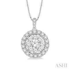 1/2 Ctw Round Cut Diamond Lovebright Pendant in 14K White Gold with Chain 1/2 Ctw Round Cut Diamond Lovebright Pendant in 14K White Gold with Chain