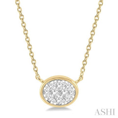 1/6 Ctw Oval Shape Lovebright Diamond Pendant With Chain in 14K Yellow and White Gold 1/6 Ctw Oval Shape Lovebright Diamond Pendant With Chain in 14K Yellow and White Gold