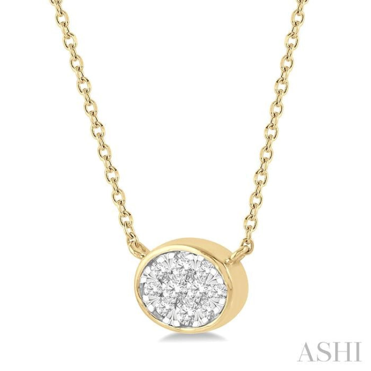1/6 Ctw Oval Shape Lovebright Diamond Pendant With Chain in 14K Yellow and White Gold 1/6 Ctw Oval Shape Lovebright Diamond Pendant With Chain in 14K Yellow and White Gold