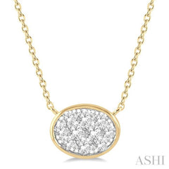 1/3 Ctw Oval Shape Lovebright Diamond Pendant With Chain in 14K Yellow and White Gold 1/3 Ctw Oval Shape Lovebright Diamond Pendant With Chain in 14K Yellow and White Gold