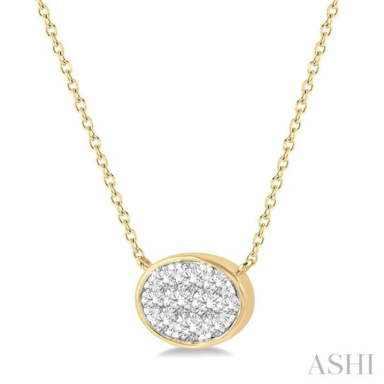 1/3 Ctw Oval Shape Lovebright Diamond Pendant With Chain in 14K Yellow and White Gold 1/3 Ctw Oval Shape Lovebright Diamond Pendant With Chain in 14K Yellow and White Gold