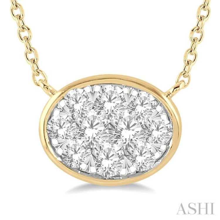 1/3 Ctw Oval Shape Lovebright Diamond Pendant With Chain in 14K Yellow and White Gold 1/3 Ctw Oval Shape Lovebright Diamond Pendant With Chain in 14K Yellow and White Gold