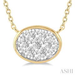 1/3 Ctw Oval Shape Lovebright Diamond Pendant With Chain in 14K Yellow and White Gold 1/3 Ctw Oval Shape Lovebright Diamond Pendant With Chain in 14K Yellow and White Gold