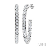1 Ctw French Pave Set Round Cut Diamond Fashion Half Hoop Earring in 14K White Gold